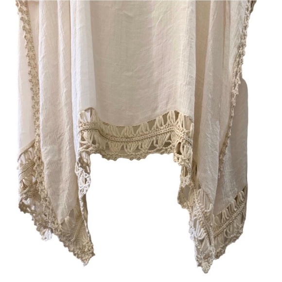 Altar’d State Cream Crochet Trim Midi Boho Festival Kimono Kaftan XS Coverup - Picture 4 of 16